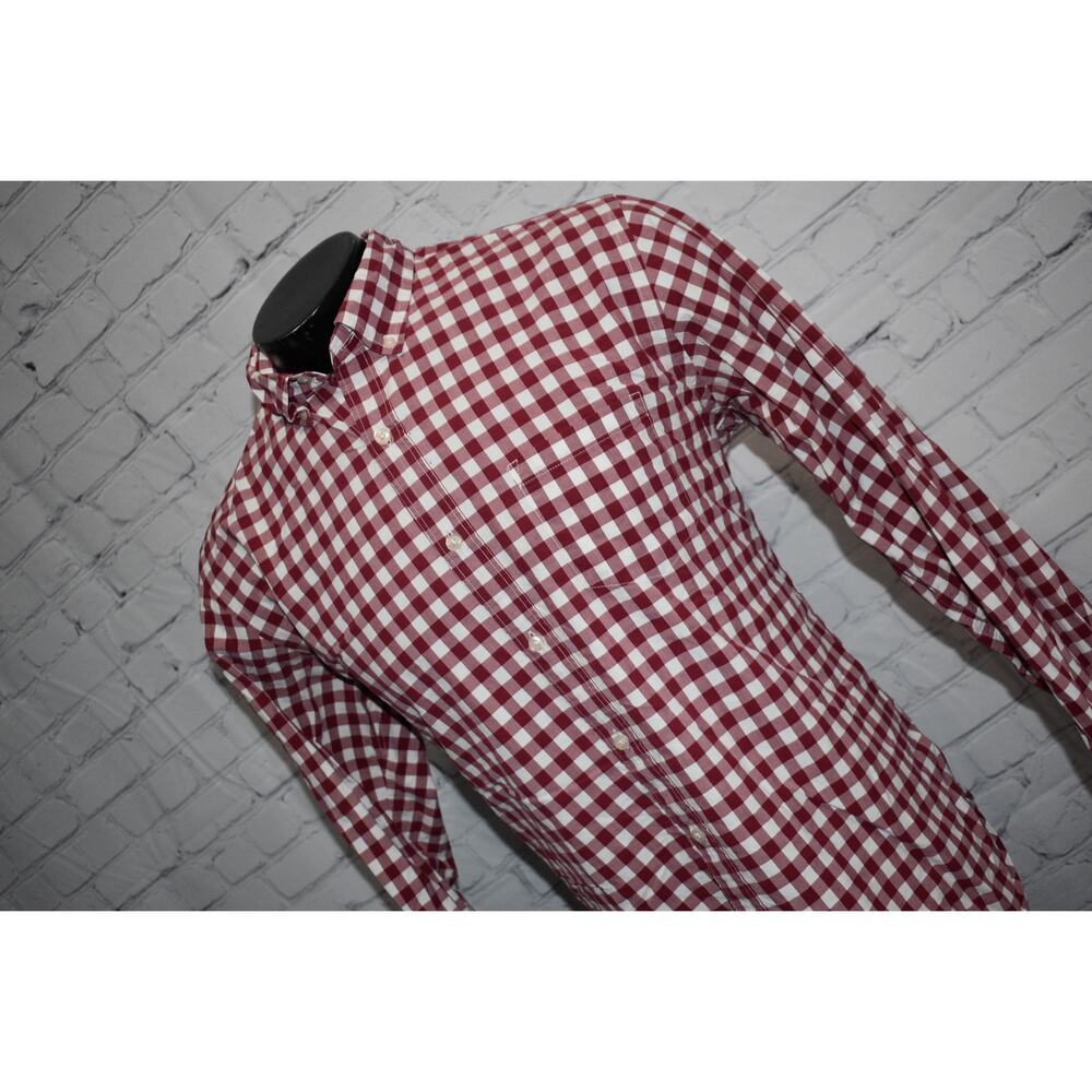 J Crew Dress Shirt Mens Size Large Fit Red White Gingham Plaids - Picture 7 of 7